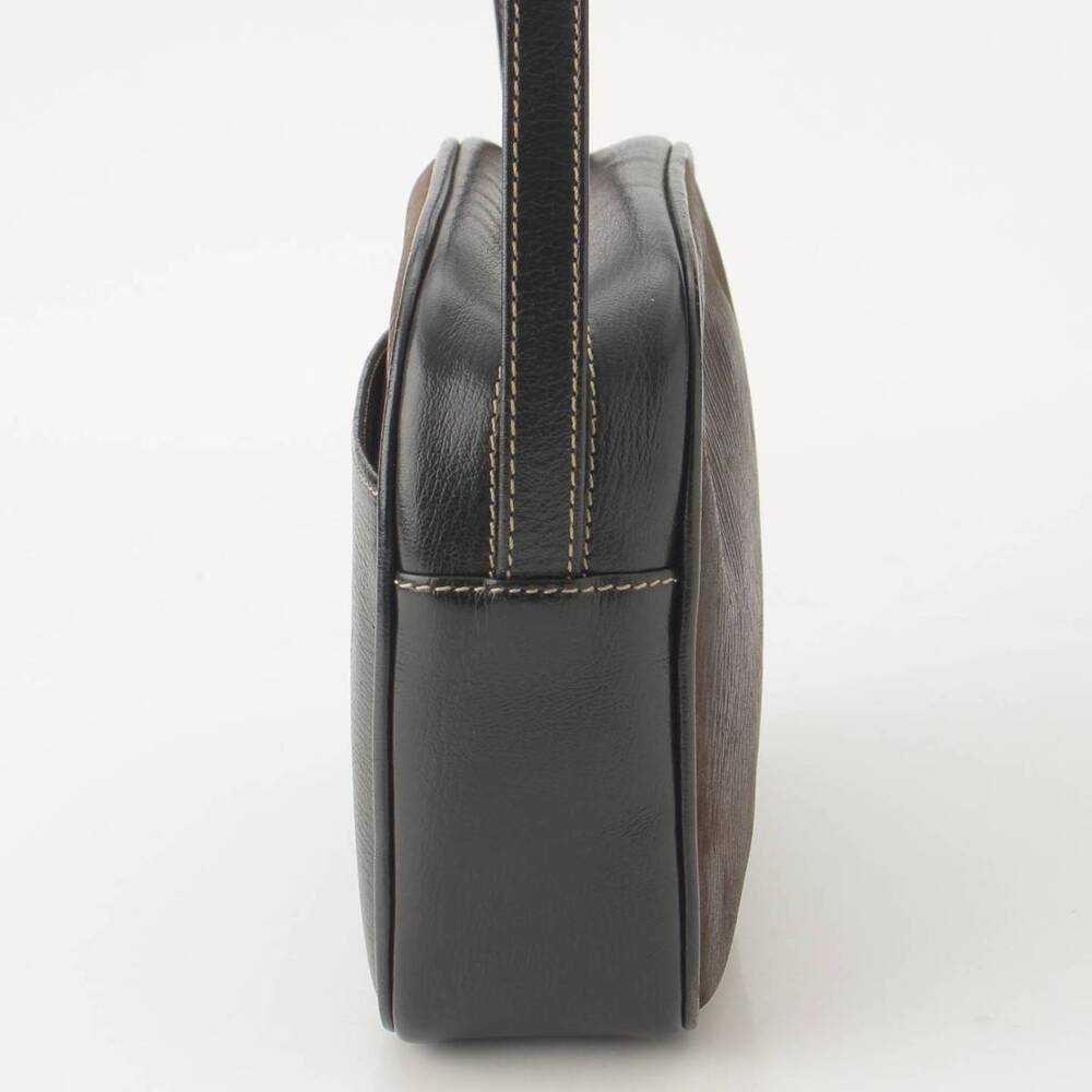 Velzquez Logo Leather Shoulder Bag Black Brown